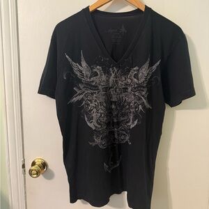 Y2K Aqua VI Integrity Clothing Co. large t-shirt in black cotton